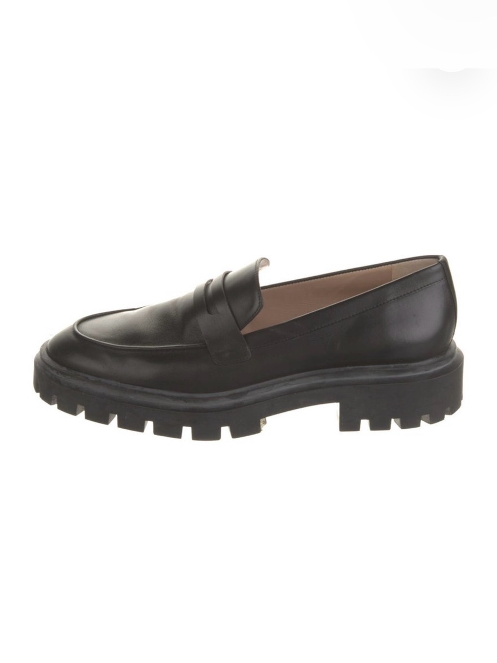 [worn once] Stuart Weitzman Black Leather Lug Sole Penny Loafers
